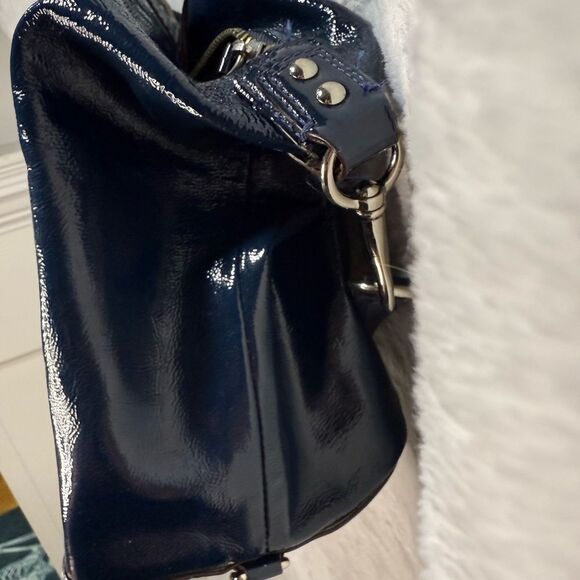 Coach Blue Patent Leather Satchel - Picture 3 of 9